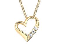 DIAMORE Collier pour Dames en 925 Argent Diamant (0.06 ct.) Amour Coeur - 45cm