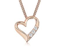 DIAMORE Collier pour Dames en 925 Argent Diamant (0.06 ct.) Amour Coeur - 45cm