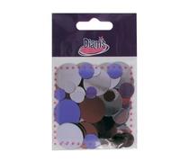 Diam's - Sachet de Miroirs Indiens Ronds - Couleur Prune - Idéal pour Activités de Broderie, Loisirs Décoratifs et Créatifs - Lot de 150 Unités en 3 Tailles Assorties