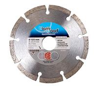 DIAMWOOD - Disque Diamant pour Béton et Matériaux de Construction| Lame Diamantée à Tronçonner | pour Meuleuse ou Disqueuse | Diamètre 125 mm | Alésage 22,23 mm | Hauteur Segments 7 mm | BUILDER