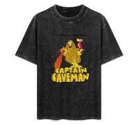 DIAN PIN KE Captain Caveman Retro Animated 80S TV Show Vintage Short Sleeve Men Women T-Shirts Washed Cotton Size L
