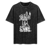 DIAN PIN KE Death Scream Bloody Gore Line Art Men and Women Vintage Washed Short Sleeve T-Shirt Streetwear Loose Casual Size 3XL