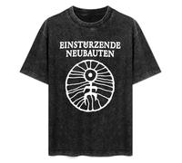 DIAN PIN KE Einsturzende Neubauten Men and Women Vintage Washed Short Sleeve T-Shirt Streetwear Loose Casual Size 3XL