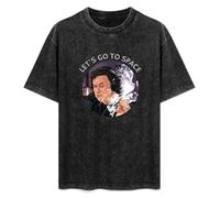 DIAN PIN KE Elon Musk Smoking Weed Let's Go to Space Elun Musk Vintage Short Sleeve Men Women T-Shirts Washed Cotton Size S