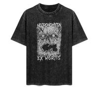 DIAN PIN KE Necronomicon Ex Mortis Book Lovecraft Raymi Evil Dead Horror Movie Men and Women Vintage Washed Short Sleeve T-Shirt Streetwear Loose Casual Size M