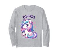 Diana Joli Motif Licorne pour Fille Nom Diana Manche Longue
