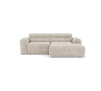 Diane - Canapé d'angle droit 4 places en velours texturé - Beige