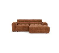 Diane - Canapé d'angle droit 4 places en velours texturé - Terracotta