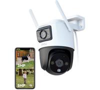 DIANE CONFORT Caméra Extérieure 4K 8MP Double Objectif 5MP+3MP 360° AI Détection Personnes/Véhicules IP66 Wi-Fi