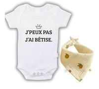 Diane instant souvenir Body Bébé drole en Coton + bavette bebe, 3-6 mois Message drole, Body bébé fille et garçon, Body parfait pour 3 à 6 mois, cadeau naissance, Body nouveau né personnalisé