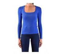Diane Von Furstenberg - T-Shirt Manches Longues à Encolure Carrée - Femme - Pulls - Bleu - Taille: 36 FR