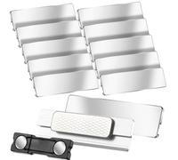 Dianelhall 10 Pcs Badges Nominatifs en Aluminium Magnétiques Porte-Noms avec Aimants Personnalisées Badges Porte-Nom Magnétiques Étiquette de Nom Magnétique en Métal Argent pour Bureau, 70 x 20 mm