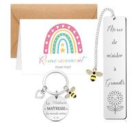 Dianelhall Cadeau de Maitresse Porte Clés pour Prof avec Pendentif Abeille Marque Pages pour les Enseignants Carte de Remerciement pour le Professeur Cadeau de Fin d'Année pour Maitresse des Écoles