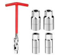 Dianfen Kit Clé à Bougie D'Allumage - 5 Pièces Cle a Bougie Allumage, CléS à Bougie Douilles, Extracteur de Douille Bougie für Die meisten Autos, Motos, Tondeuse à Gazon (Rouge,14/16/18/21mm)