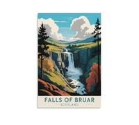 DIANHENG Poster de voyage vintage Falls of Bruar Scotland - 30 x 45 cm - Art mural imprimé sur toile - Décoration moderne pour chambre à coucher