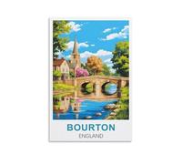 DIANHENG Poster vintage Bourton on the Water England - Impression sur toile - Décoration murale moderne pour chambre à coucher - 30 x 45 cm