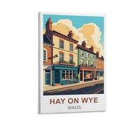 DIANHENG Poster vintage Hay on Wye au Pays de Galles - Impression sur toile - Décoration murale moderne pour chambre à coucher - 50 x 75 cm