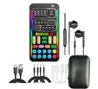 DIANMO Changeur de voix de jeu, mixeur audio, kit de carte son i9Live (y compris casque et 2 convertisseurs), convient pour PS4/PS5/Xbox One/PC/téléphone/ordinateurs portables.