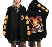 DianShao Demon Slayer Tokito Muichiro Sweat à capuche zippé avec imprimé anime pour homme et femme, Noir 6, L