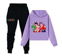 DianShao Huntrix Sweatshirt Fille - Ensemble de Noël 2 pièces avec Hoodie et Pantalon Long Vêtements Kpop Streetwear Enfant Style Y2K Moderne, Violet (15morado), 150 cm