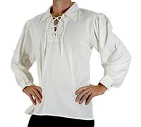 DianShaoA Prêtre Peignoir Frère Équipement De Scène Médiéval Chemise Rétro À Lacets pour Haut Lâche Homme Blanc L