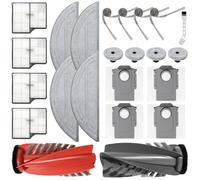 DianSung accessoires pour Roborock Saros 10 robot aspirateur pièce de rechange, 1 Brosses à rouleau + 4 chiffon de nettoyage + 4 bord Chiffon + 4 sac à poussière + 4 brosses latérales + 4 filtres