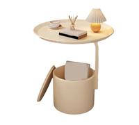 DIANXI Canapé Table Basse Table Basse Mobile de Style crème, Petite Table d'angle Ronde, Mini-Table Chevet avec étagère Rangement, multifonctionnelle
