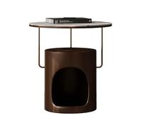 DIANXI Canapé Table Basse Table d'appoint de canapé en Dalle Roche Rangement créative, Table Artistique Nordique légère Luxe for Petit Appartement, Coin décoratif Rond