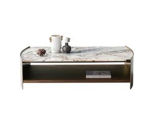 DIANXI Table d'appoint de Salon Basse en marbre à thé Moderne et légère métal Luxe pour Les Petits Espaces