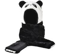 Dianzan 3 en 1 Enfants Chapeau À Capuche Écharpe Poche Ensemble Dessin Animé Panda en Peluche À Capuche Oreillette Bonnet Hiver Chaud Chapeau avec Longue Écharpe Châle Enveloppes Mitaines
