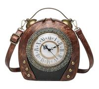 Dianzan À Main avec Horloge De Travail, Design D'horloge Antique, Sacoche À Fermeture Éclair, Bourse De Soirée, Fourre-Tout en Cuir PU pour Femmes