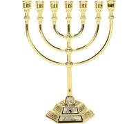 Dianzan Bougeoir Menorah À 7 Branches, Chandelier Traditionnel Juif Vintage pour Hanoukka, pour Décoration Intérieure, Prières Célébrations Festives