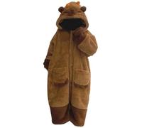 Dianzan Capybara Pyjamas, Vêtements De Nuit D'hiver Poches Pyjamas Fête De Noël Homewear, Mignon, Brown, M