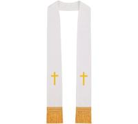 Dianzan Étole De Pasteur Unisexe pour Église, avec Croix Brodée À Main, Pompons pour Chœur, pour Femmes Hommes