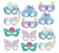Dianzan Masque De Sirène en Papier pour Enfants, 12 Pièces, Décorations De Fête Sirène 3D, sous-Marines, Océan, Cosplay, Fournitures De Fête pour Filles