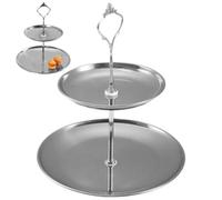 Dianzan Support À Gâteaux À 2 Niveaux en Acier Inoxydable, Support À Cupcakes, Plateau De Service De Desserts, Gâteaux Aux Fruits, Biscuits, Bonbons, D'exposition pour Mariage, Anniversaire