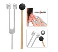 Diapason 128 Hz avec marteau en silicone - Diapason en acier inoxydable pour la guérison, la réparation de l'ADN, la guérison, l'équilibrage, la thérapie par vibration, les instruments de guérison par