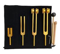 Diapason,Diapason 128hz Thérapeutique,Jeu de 4 diapasons (128 Hz, 136.1 Hz, MI 528 Hz, 4096 Hz) idéal pour la thérapie, pour la thérapie des chakras,la ThéRapie par le Son, le Soulagement Stress(Or)