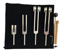 Diapason,Diapason 128hz Thérapeutique,Jeu de 4 diapasons (128 Hz, 136.1 Hz, MI 528 Hz, 4096 Hz) idéal pour la thérapie, pour la thérapie des chakras, la thérapie sonore, l'anti-stress.