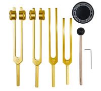 Diapason,Diapason 128hz Thérapeutique,Jeu de 4 diapasons (128HZ, 136.1HZ, 256HZ, 384 Hz) idéal pour la thérapie, pour la thérapie des chakras,la ThéRapie par le Son, le Soulagement Stress