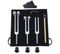 Diapason, Diapason Therapeutique Medical Alliage D'aluminium Ensemble (128 Hz, 256 Hz, 512 Hz) Pour les Outils de Thérapie par Vibration de Chakra GuéRison du Son avec Marteau(Silver)