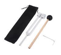 Diapason en alliage d'aluminium argenté 128 Hz avec marteau en silicone, outil de réparation et chiffon de nettoyage pour diapason neurologie, applications de fréquence, tuning, thérapie de fréquence