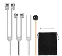 Diapason pour guérison (128 Hz, 256 Hz, 512 Hz), ensemble de fourches d'accordage avec marteau réflexe pour guérison des chakras, activateur de fréquence, appareils de guérison par le son, accessoires