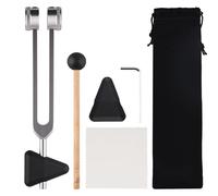 Diapason Therapeutique, 128 Hz Therapieinstrument, Diapason en Alliage D'aluminium, Soin par Vibration, Outil Praticiens Énergétiques, avec Marteau Réflexes, Triangulaire Silicone, Sac Rangement