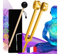 Diapason Thérapeutique 128hz Professionnel en Aluminium Doré, Utilisés Pour Le Yoga Méditation La Thérapie du Son, instrument avec Marteau Et étui de rangement inclus