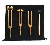 Diapason Therapeutique 3 pièces diapason ensemble 128 256 512 HZ Yoga diapasons groupe de méditation en aluminium apaisant relaxant Percussion musicale(Golden)