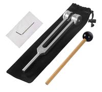 Diapason thérapeutique en aluminium de 128 Hz avec marteau en silicone, kit de réparation et chiffon de nettoyage, le tout emballé dans un sac en velours doux pour un transport pratique et une utilisa