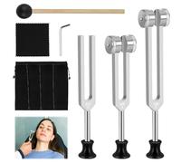 Diapason Therapeutique Set, 128 Hz, 256 Hz, 512 Hz Ensemble de Diapason en D'aluminium, Instrument à Diapason pour La Thérapie Des Chakras Et Par Le Son, Yoga, Méditation, Spa, Massage, Relaxation