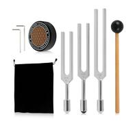 Diapasons de Guérison 128 Hz, 256 Hz, 512 Hz, 3 Diapasons en Alliage d'Aluminium pour Chakras avec 7 Pierres Précieuses en Cristal, Maillet et Activateur pour la Méditation, la Thérapie Sonore