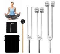 Diapasons, Diapason Thérapeutique, Diapason en Alliage d'Aluminium, 128HZ, 256HZ, 512HZ Kit Diapason Pour La Thérapie Des Chakras Et Par Le Son, Le Soulagement Stress, Yoga, Méditation, Spa, Massage